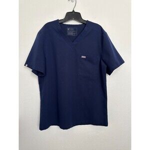 FIGS Leon Three-Pocket Scrub Top Navy Short Sleeve V-Neck Medical Men XLarge XL